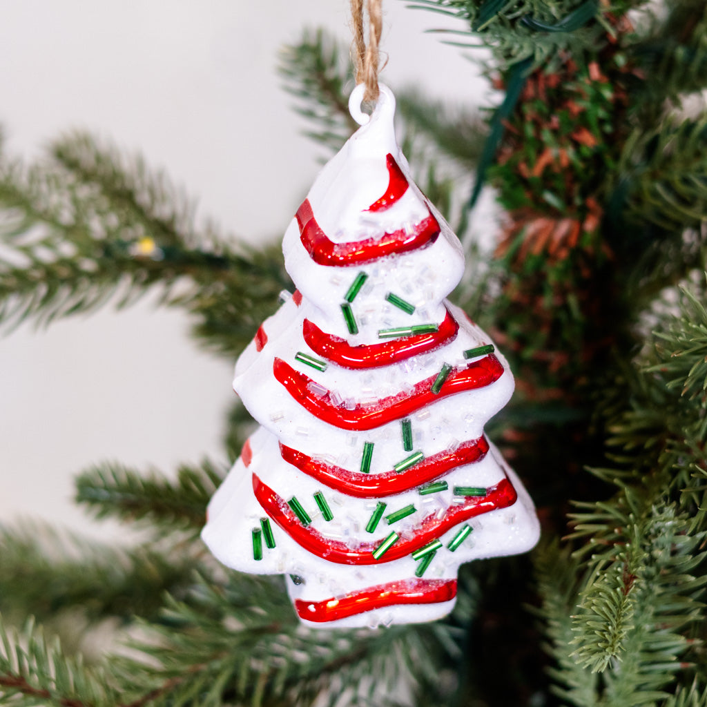 Christmas Tree Cake Glass Ornament