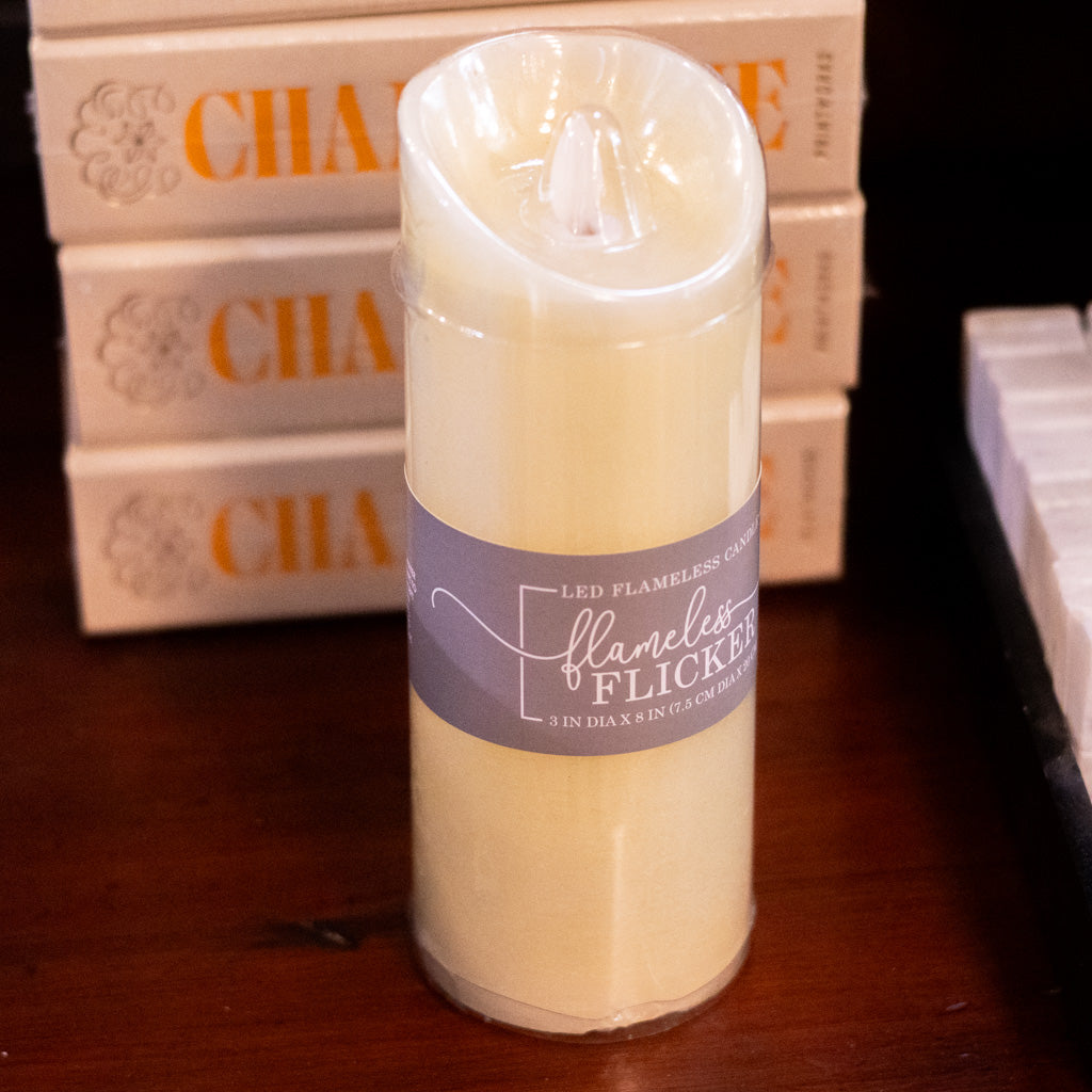 Flameless Flickering Candle with Timer Ivory Slim