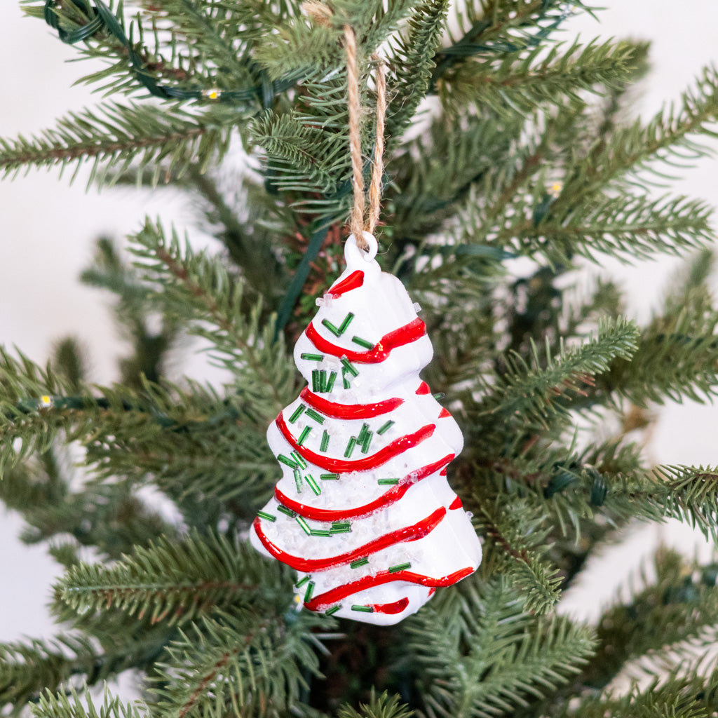 Christmas Tree Cake Glass Ornament