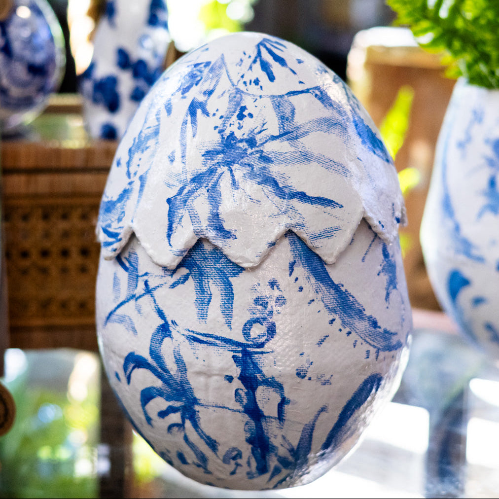 Chinoiserie Blue Scallop Egg