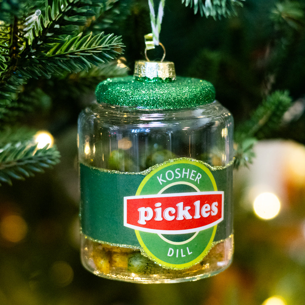 Kosher Dill Pickles Jar Glass Ornament