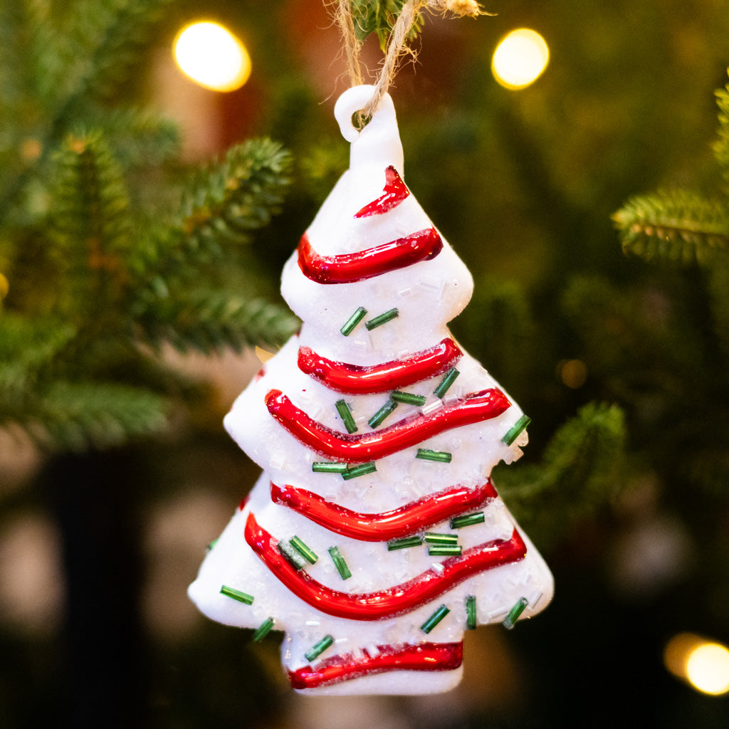 Christmas Tree Cake Glass Ornament