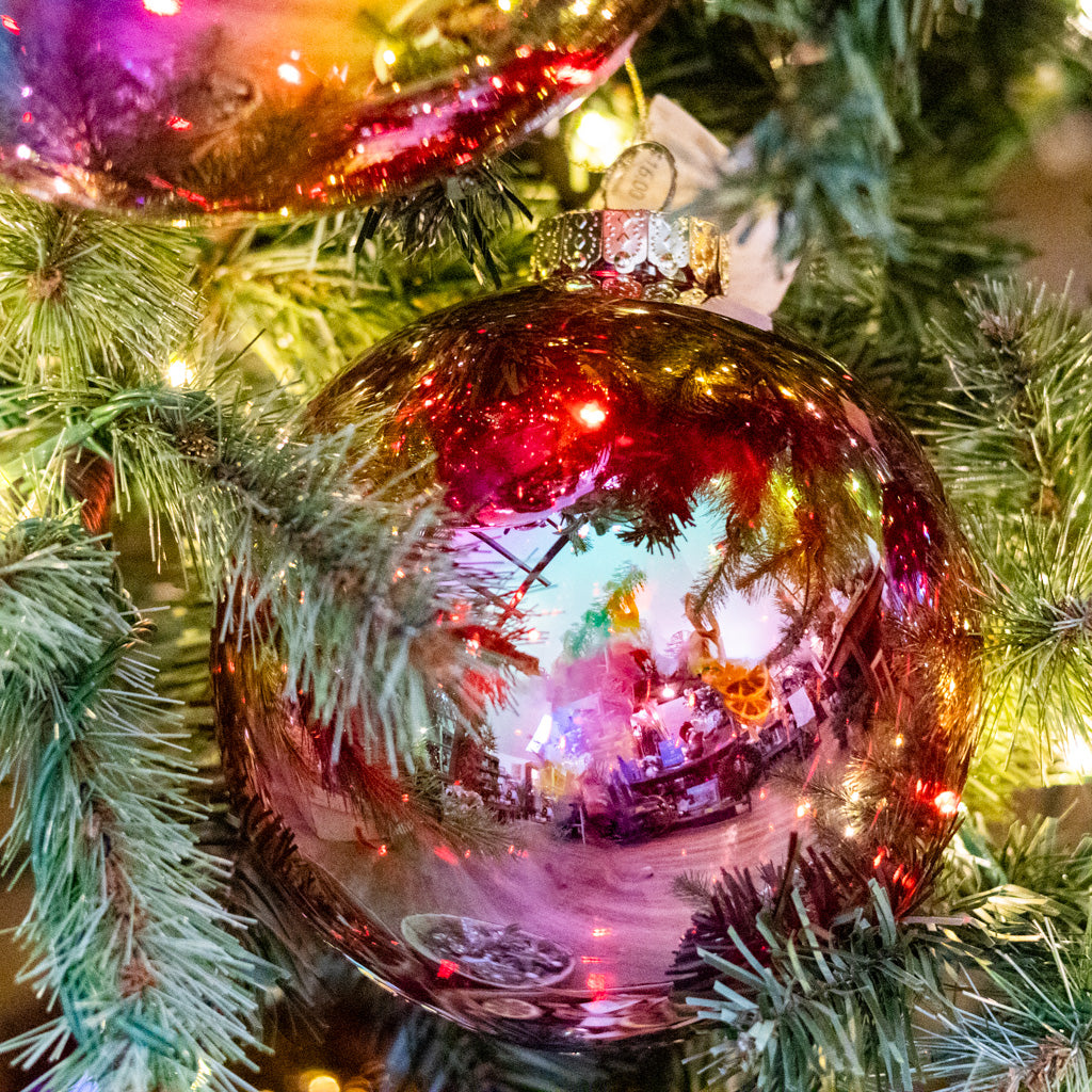 Small Red Seamless Iridescent Ball Ornament