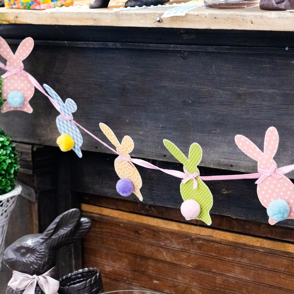 Gingham Easter Bunny PomPom Tail Garland
