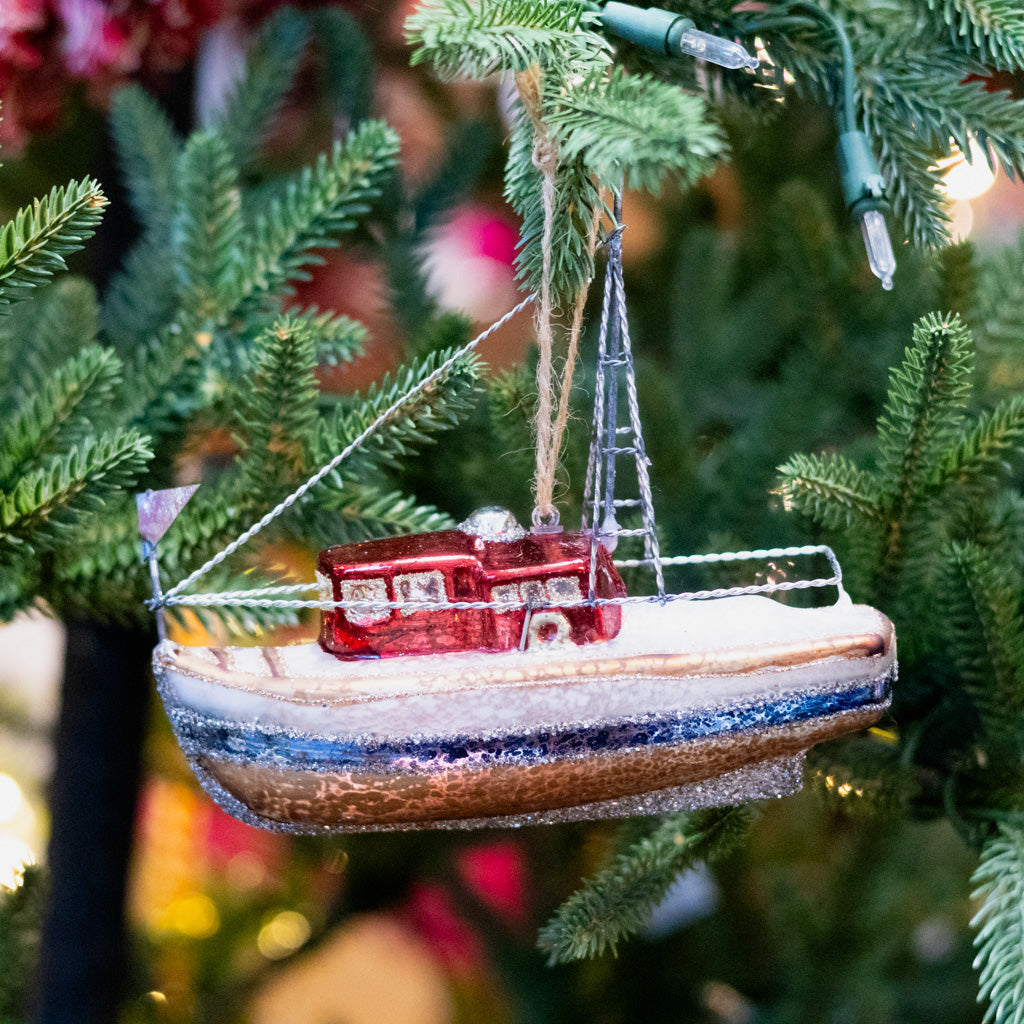 Glass Boat Ornament