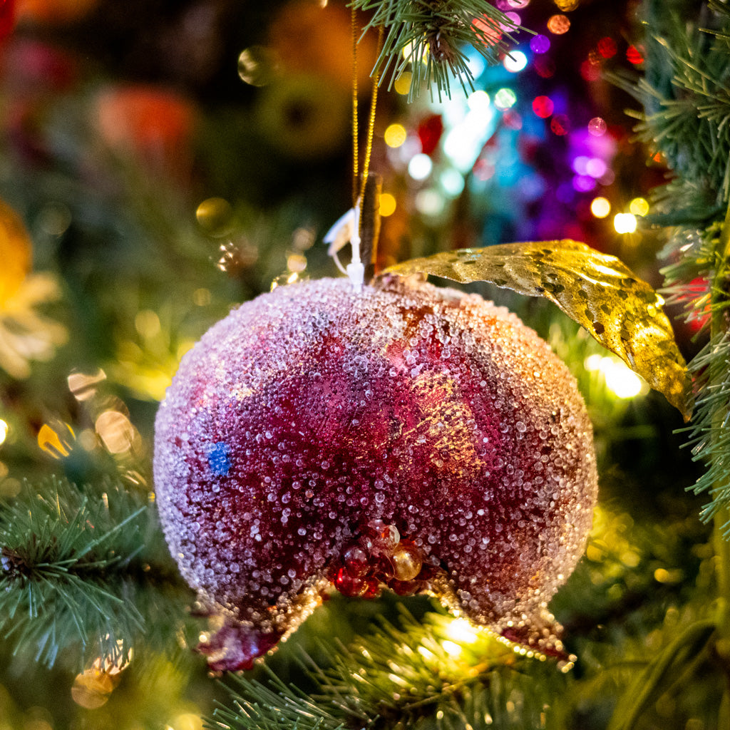 Jeweled Gold Leaf Pomegranate Ornament