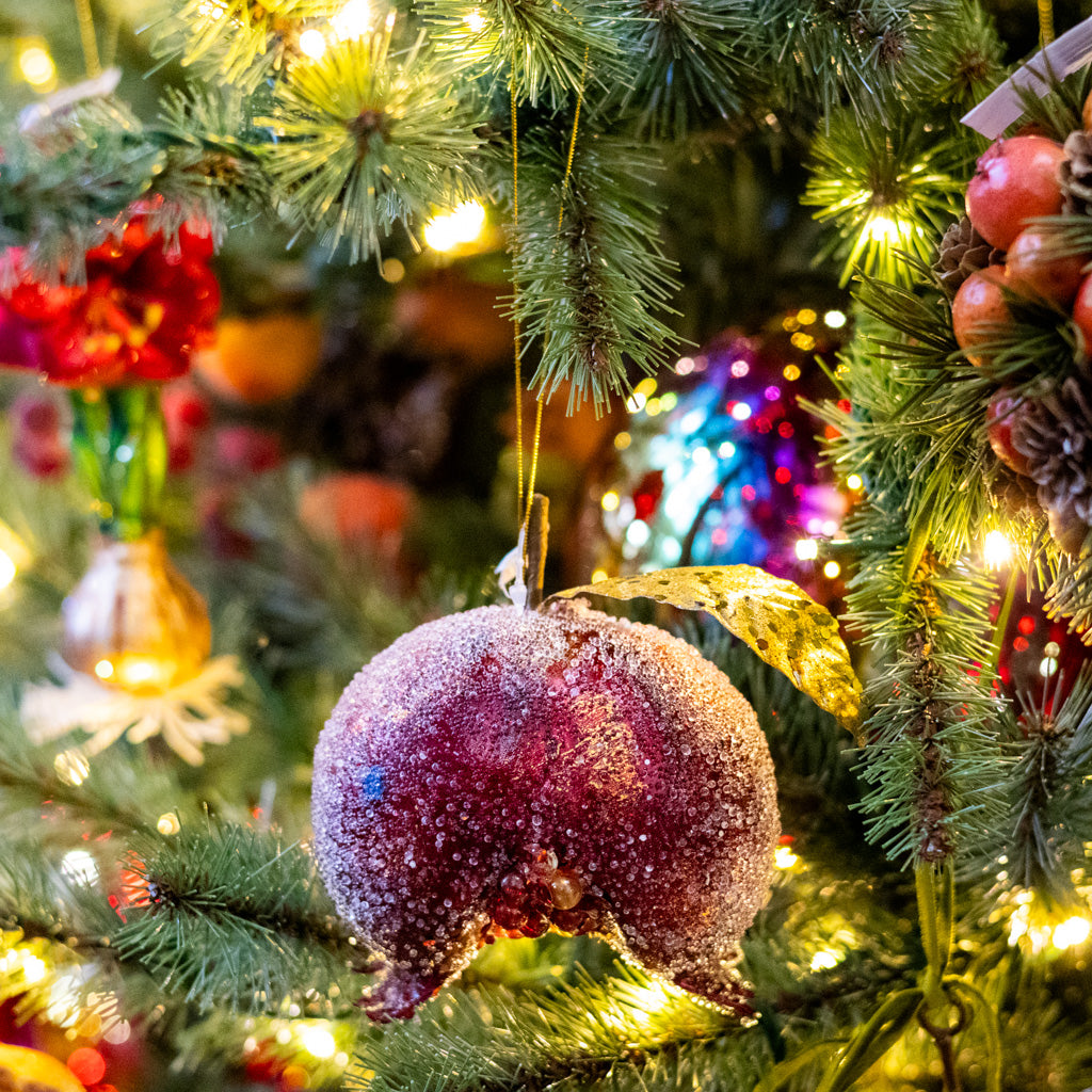 Jeweled Gold Leaf Pomegranate Ornament