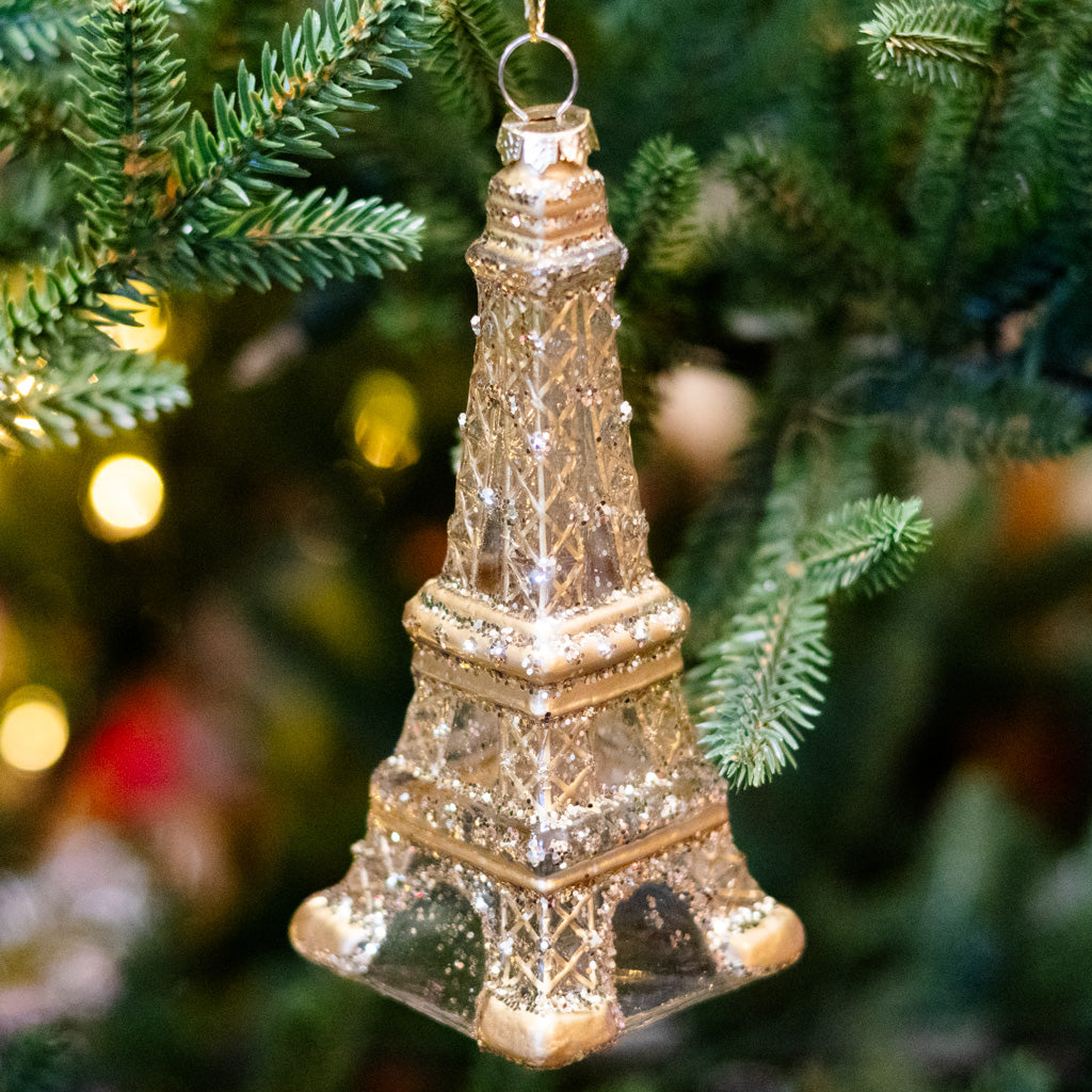 Clear Glass Gold Eiffel Tower Ornament