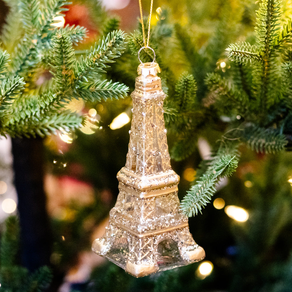 Clear Glass Gold Eiffel Tower Ornament