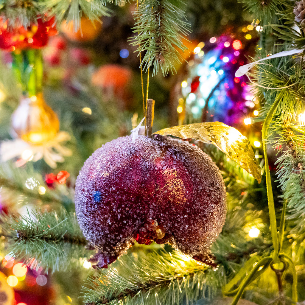 Jeweled Gold Leaf Pomegranate Ornament