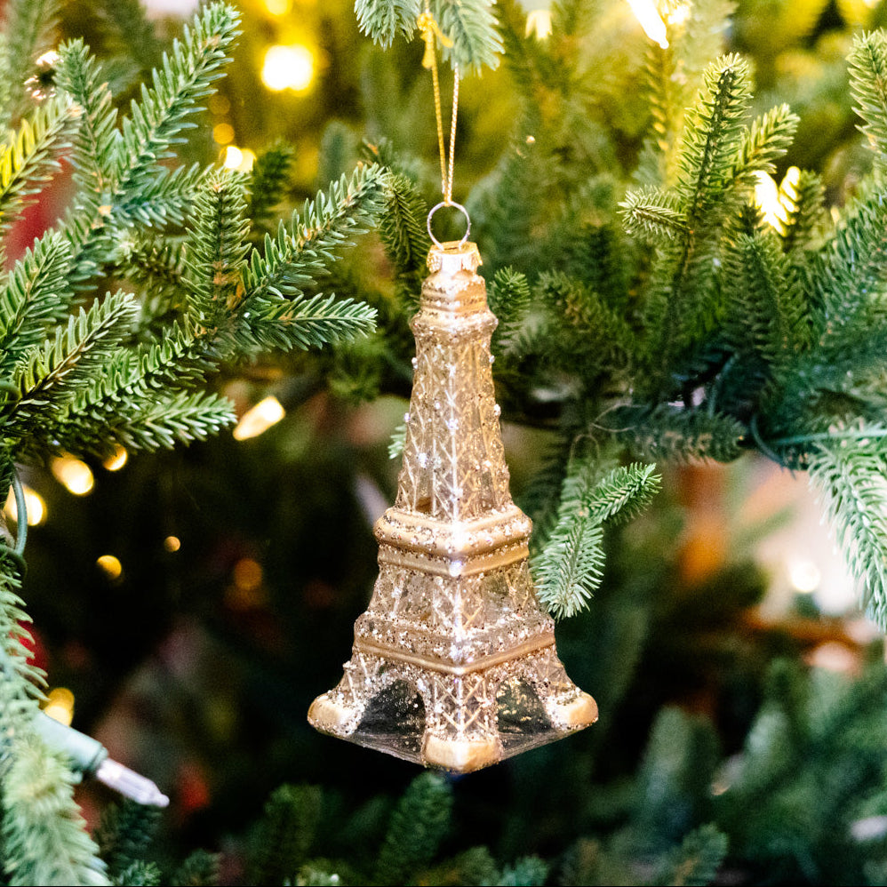Clear Glass Gold Eiffel Tower Ornament