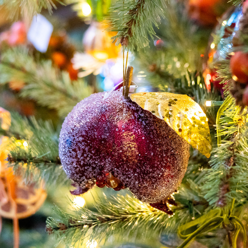 Jeweled Gold Leaf Pomegranate Ornament