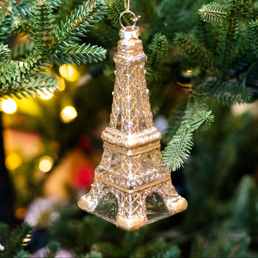 Clear Glass Gold Eiffel Tower Ornament