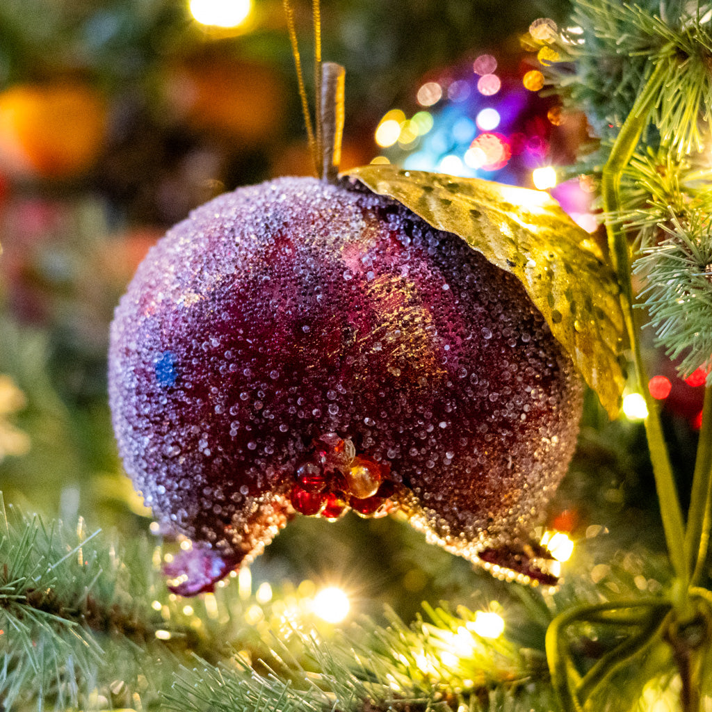 Jeweled Gold Leaf Pomegranate Ornament