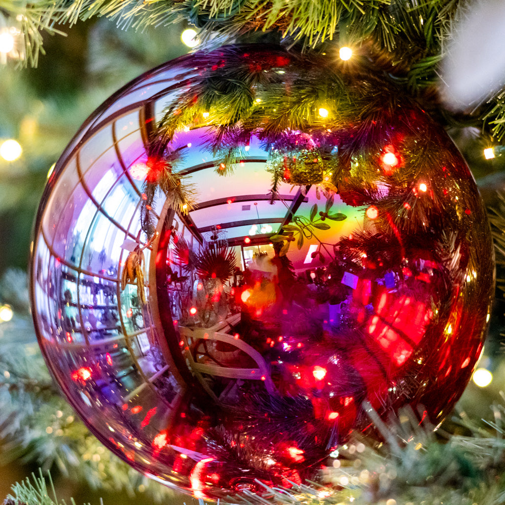 Small Red Seamless Iridescent Ball Ornament