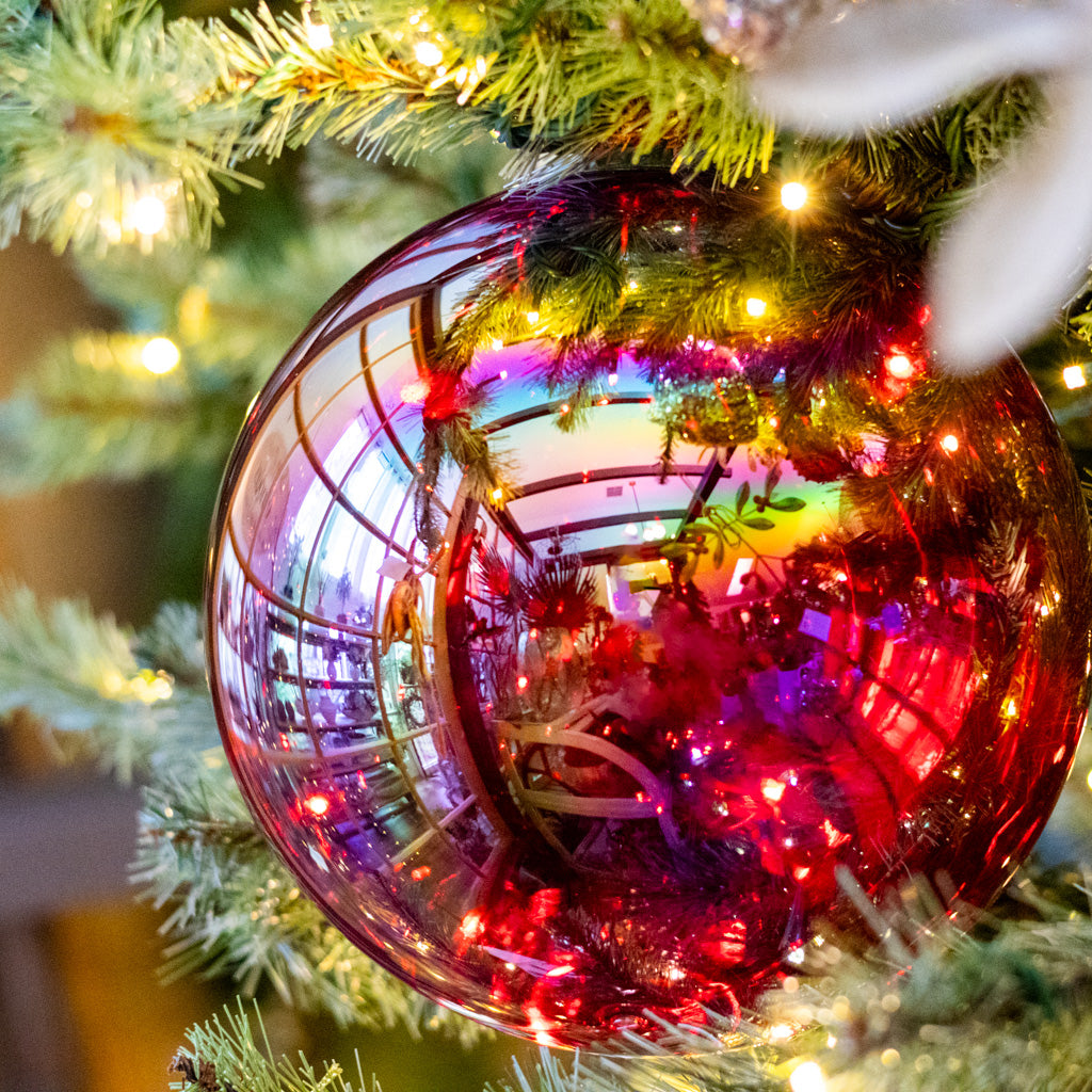 Small Red Seamless Iridescent Ball Ornament