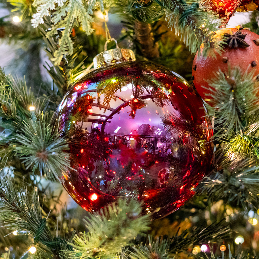 Small Red Seamless Iridescent Ball Ornament