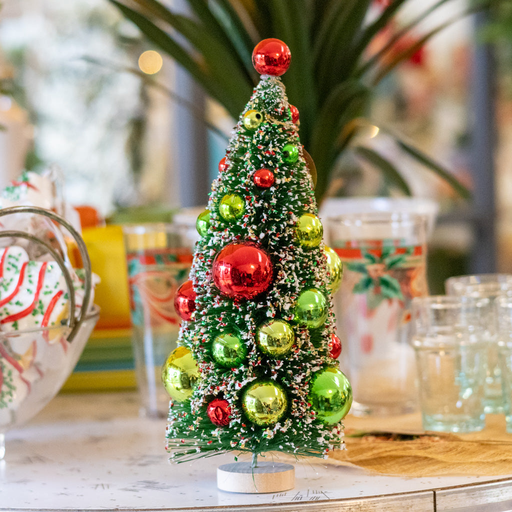 Tall Retro Red Green Sisal Tree Ornament
