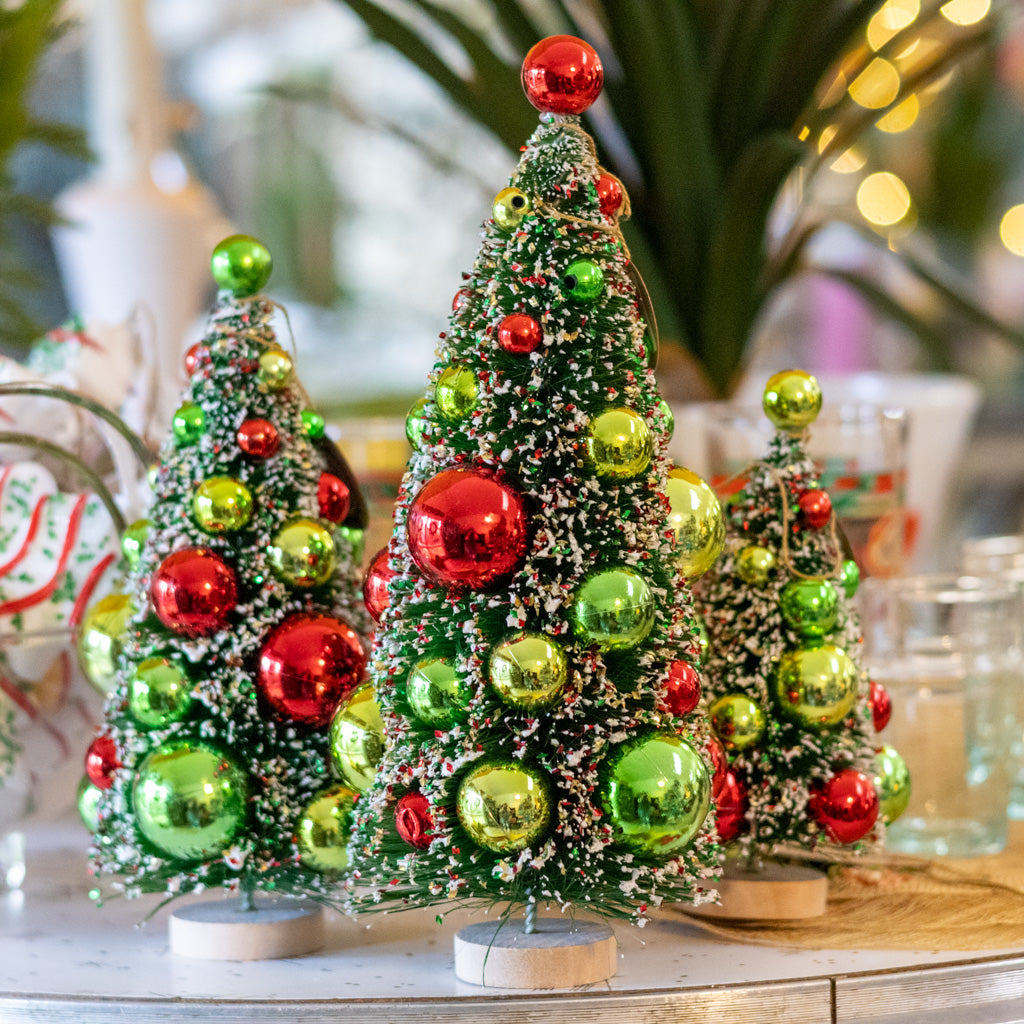 Tall Retro Red Green Sisal Tree Ornament