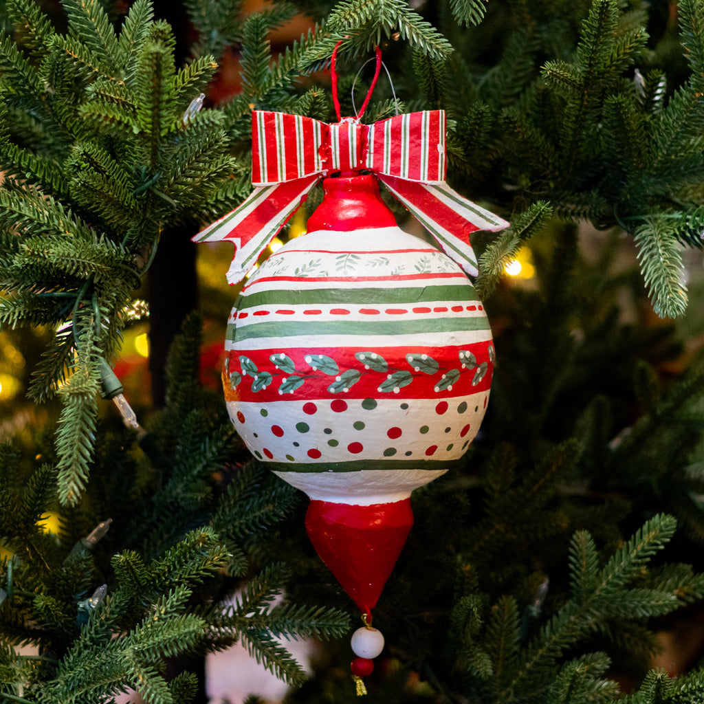 Pattern Dots Paper Mache Ornament