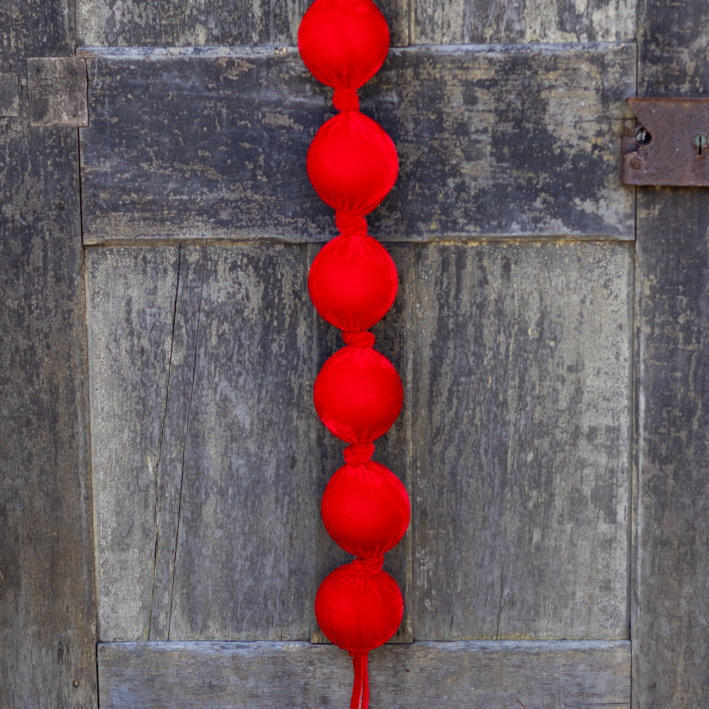 Red Velvet Styrofoam Ball Garland
