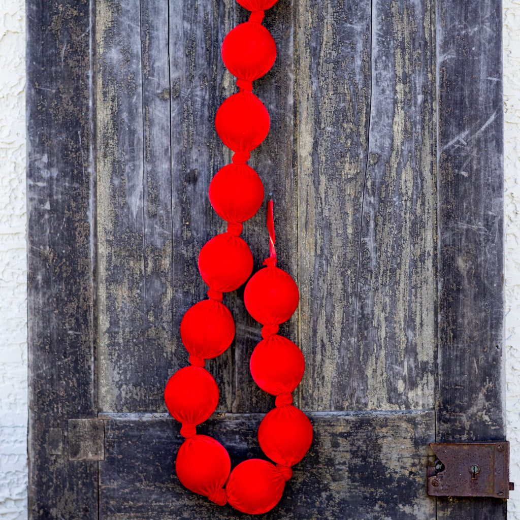 Red Velvet Styrofoam Ball Garland