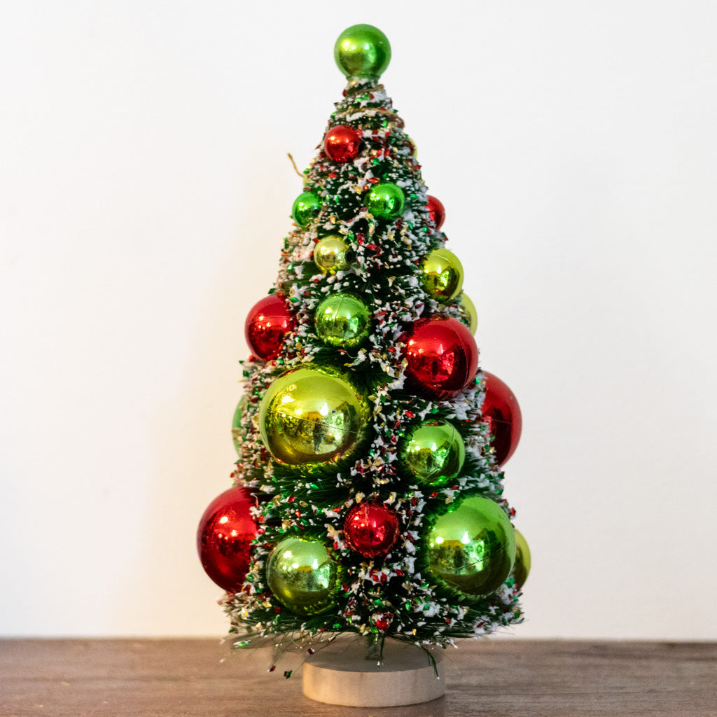 Medium Retro Red Green Sisal Tree Ornament