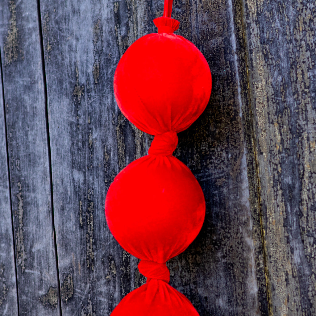 Red Velvet Styrofoam Ball Garland