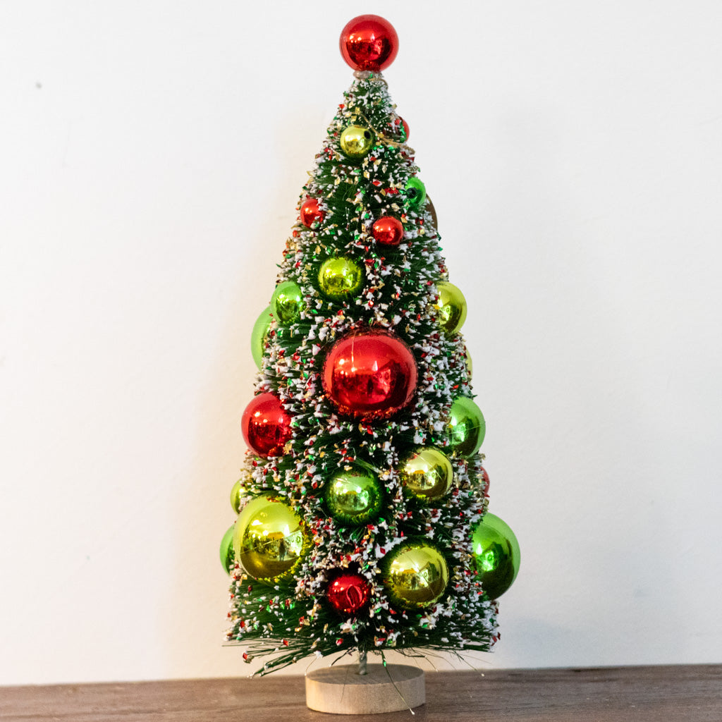 Tall Retro Red Green Sisal Tree Ornament
