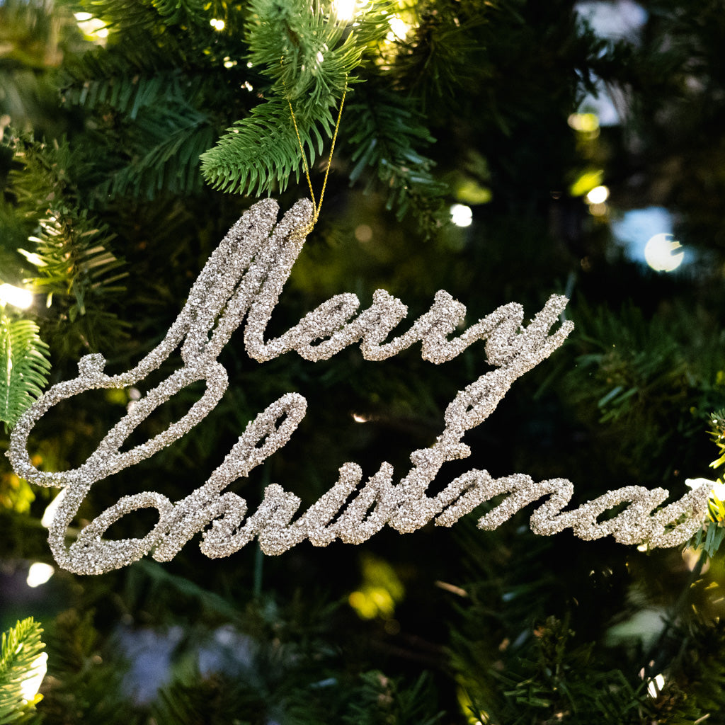 Merry Christmas Champagne Glitter Ornament