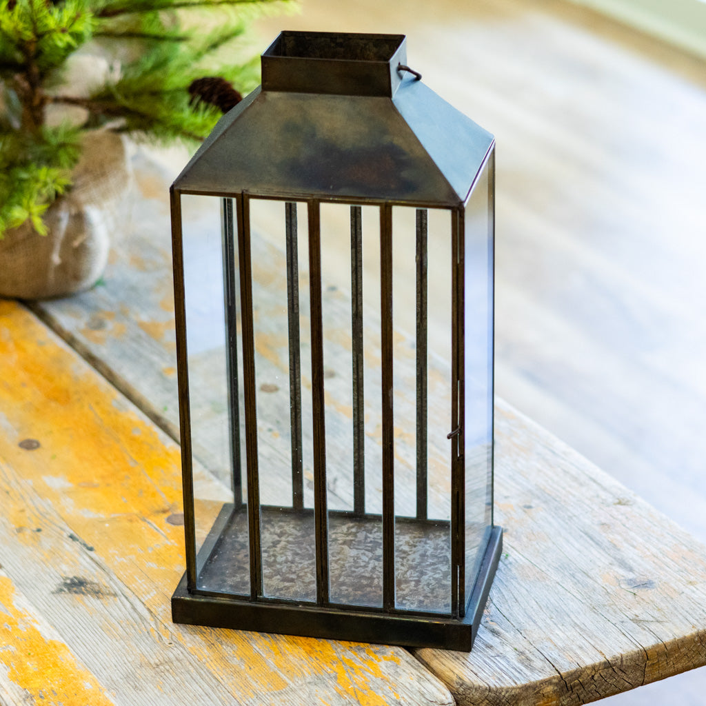 Metal Lantern with Glass Panels