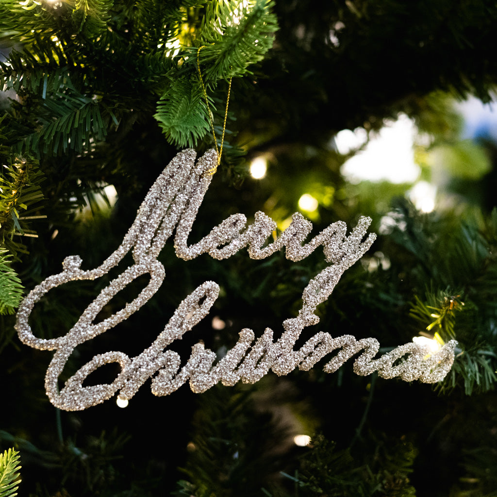 Merry Christmas Champagne Glitter Ornament