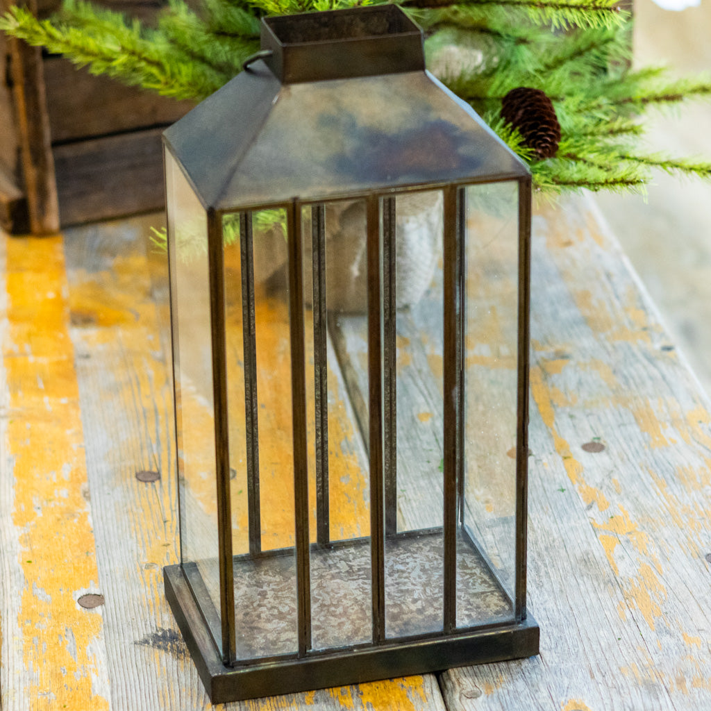 Metal Lantern with Glass Panels