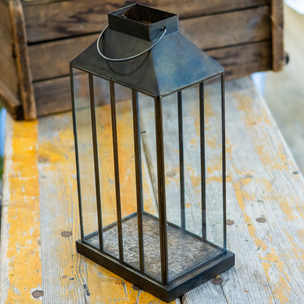 Metal Lantern with Glass Panels