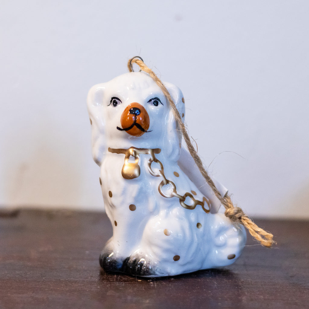 Looking Left  White Ceramic Staffordshire Dog Ornament