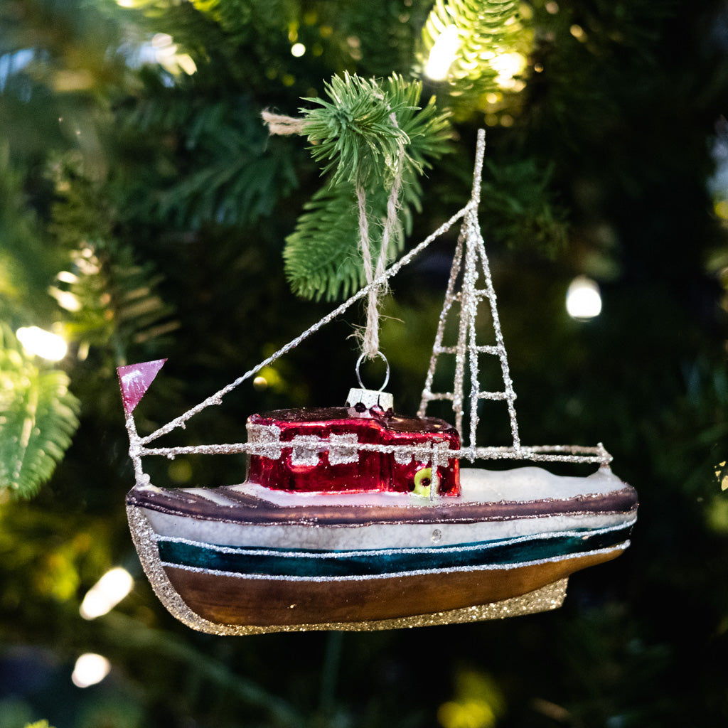 Glass Boat Ornament