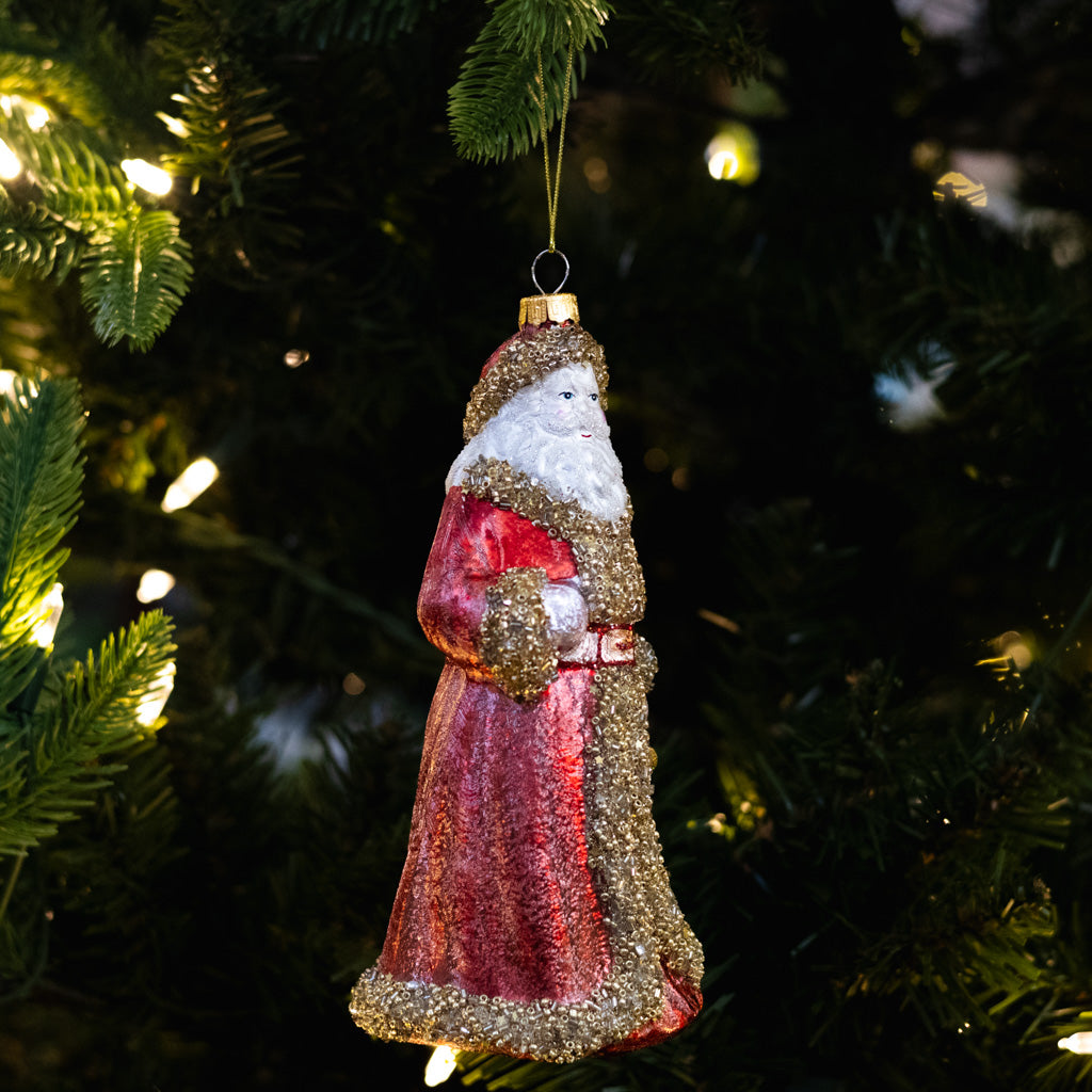 Glass Santa Ornament