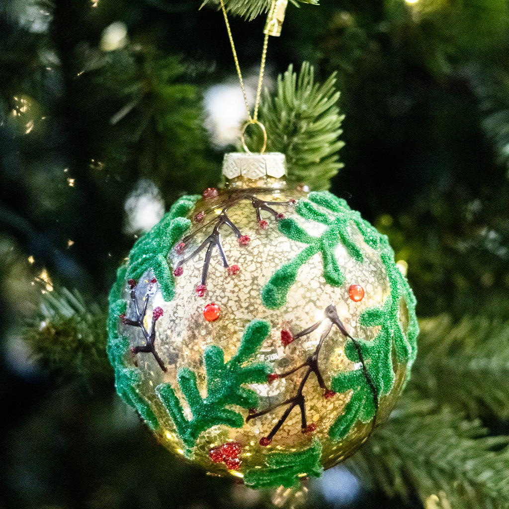 Holly Berry Ball Ornament