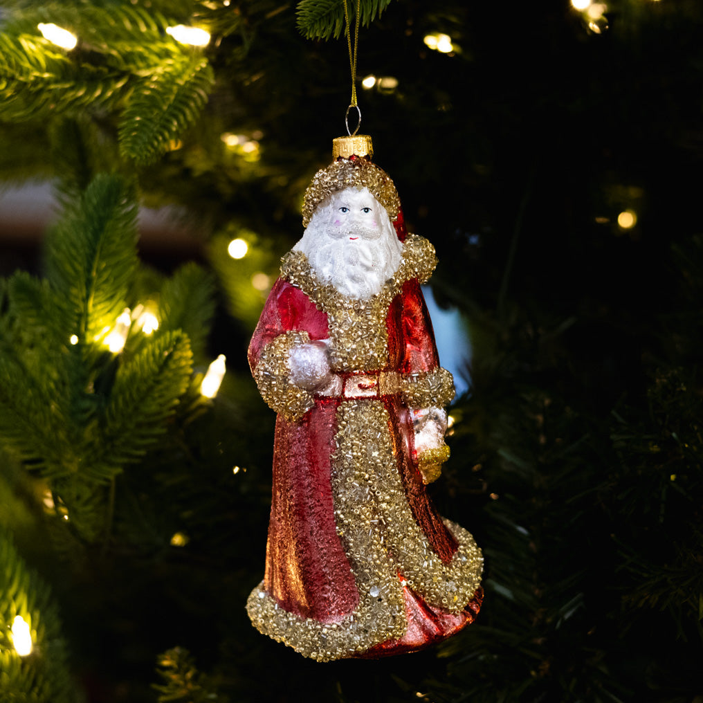 Glass Santa Ornament