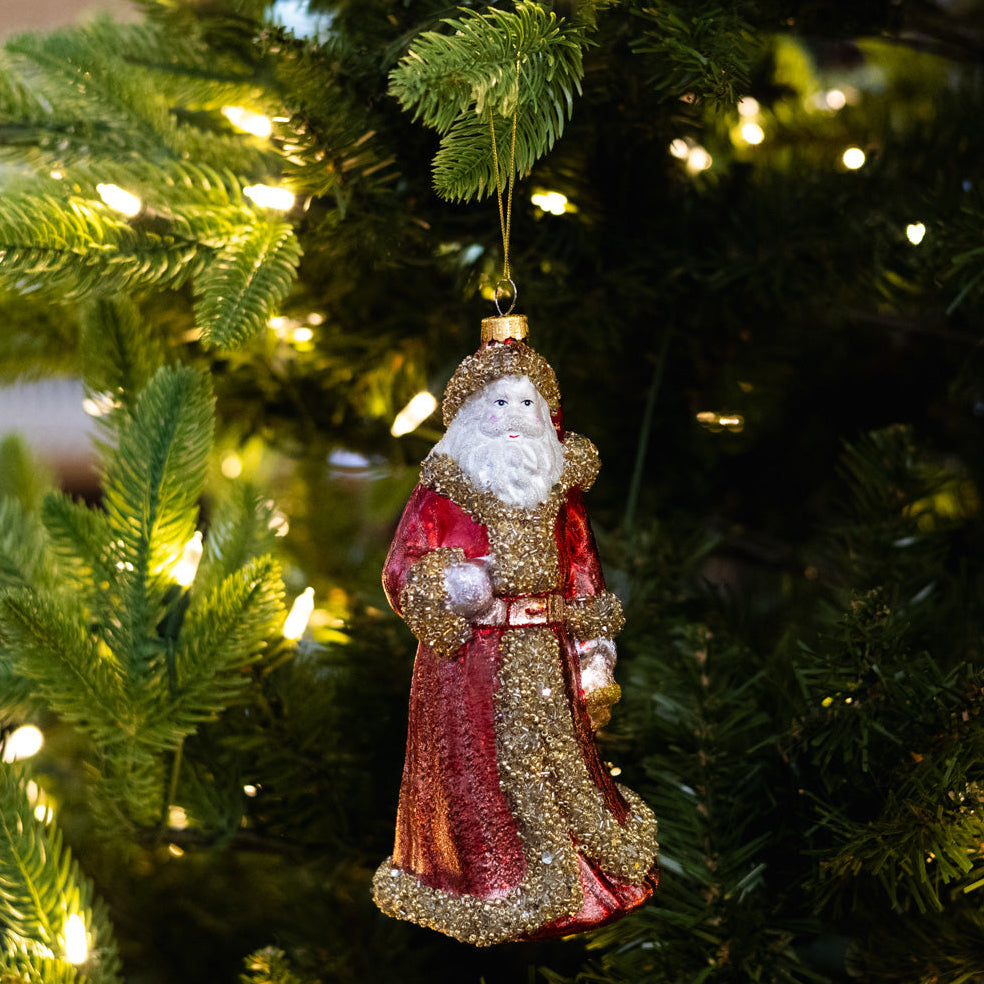 Glass Santa Ornament