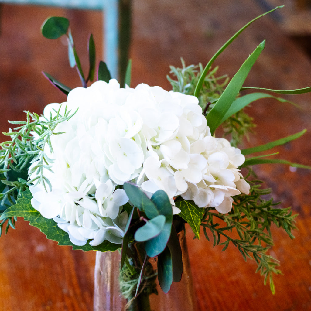Single White Hydrangea Bouquet Drop In