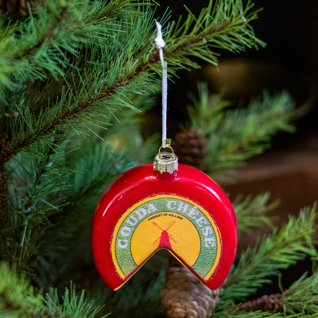 Gouda Cheese Wheel Glass Ornament