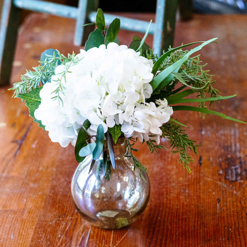 Single White Hydrangea Bouquet Drop In
