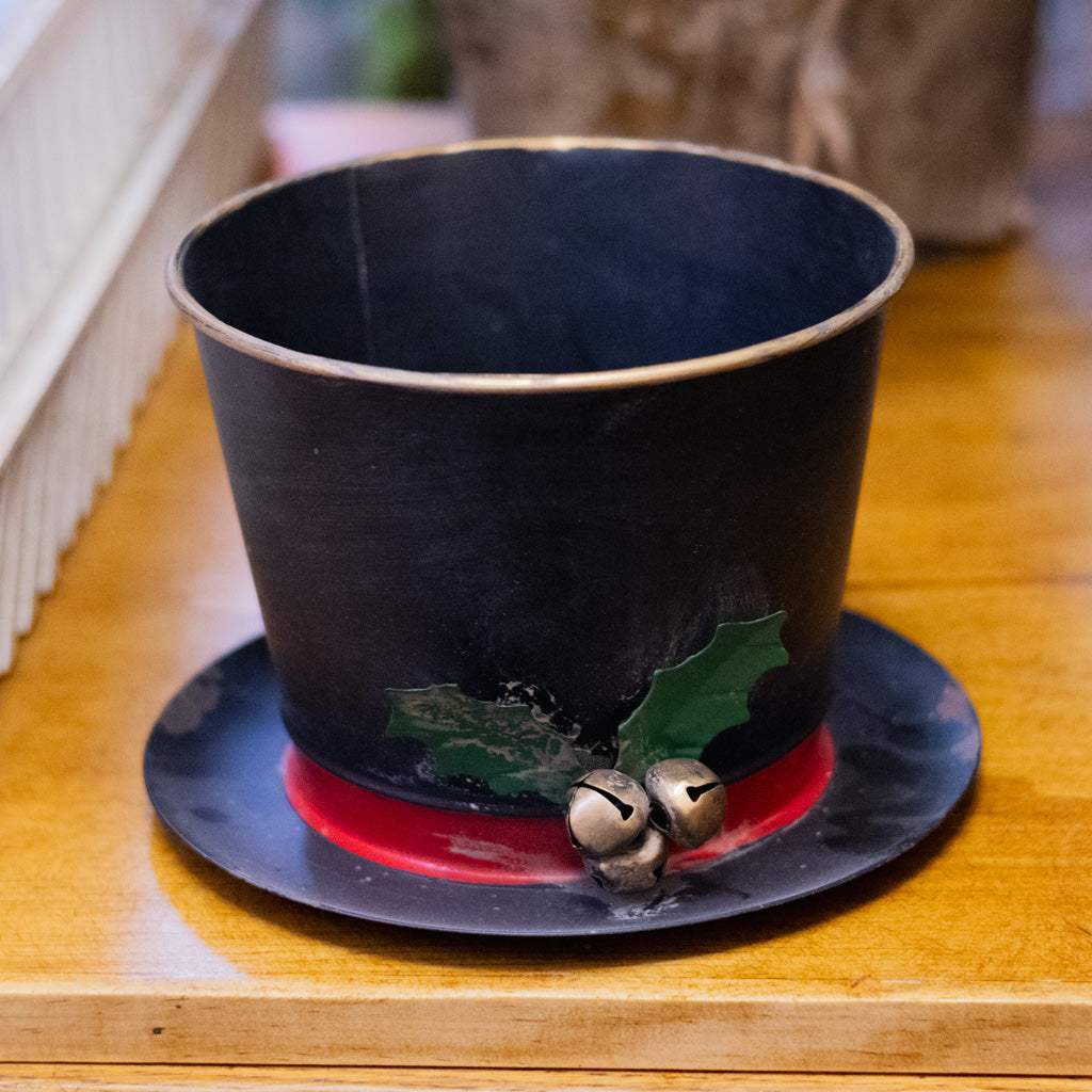 Metal Snowman Hat Planter