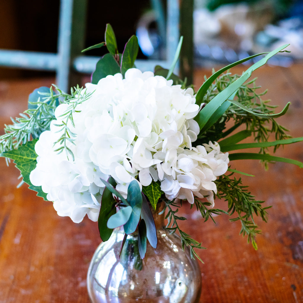 Single White Hydrangea Bouquet Drop In