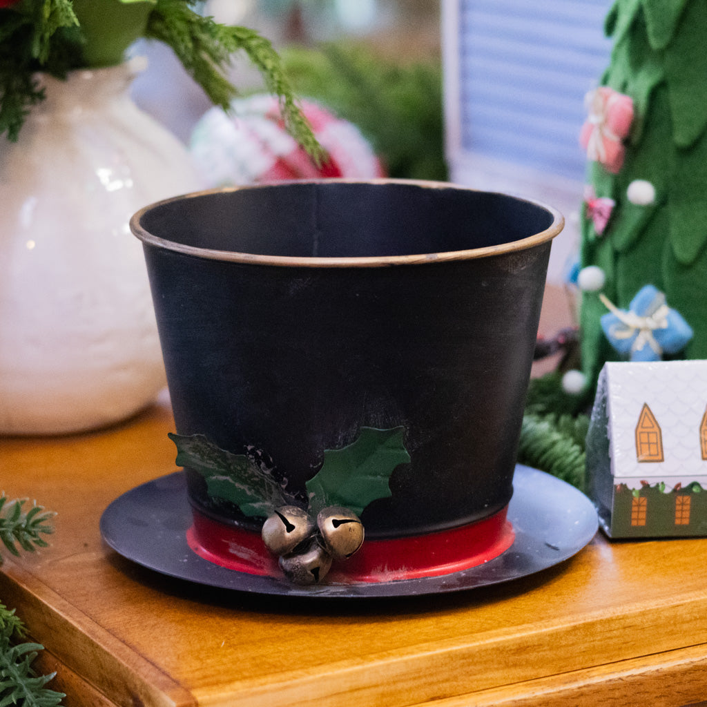 Metal Snowman Hat Planter