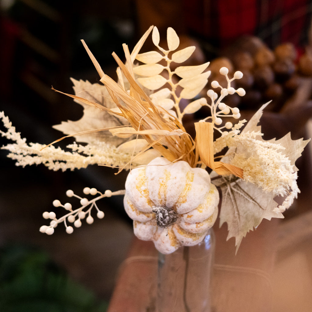 Washed Pumpkin Maple Leaf and Seed Gold Beige Pick