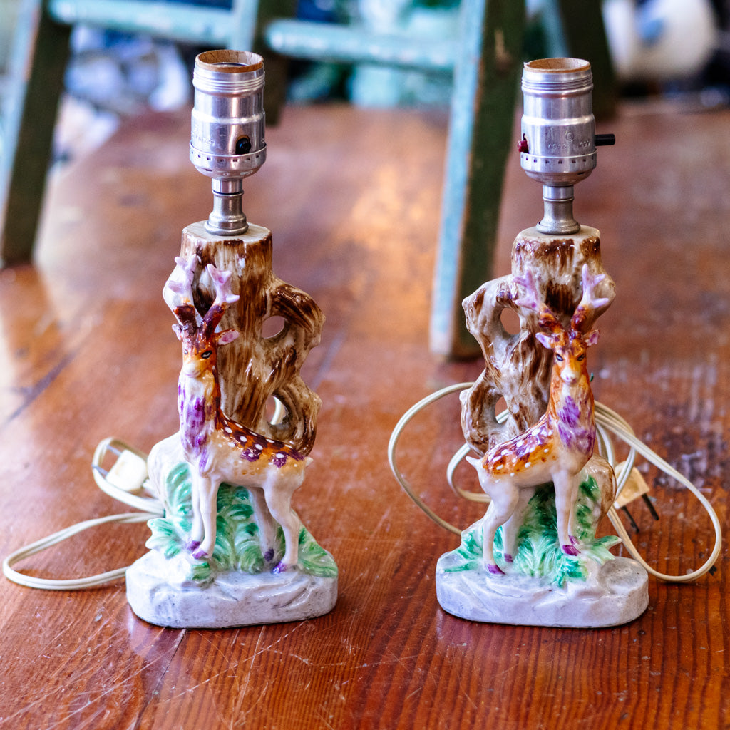 Vintage Deer/Stag Lamps Pair