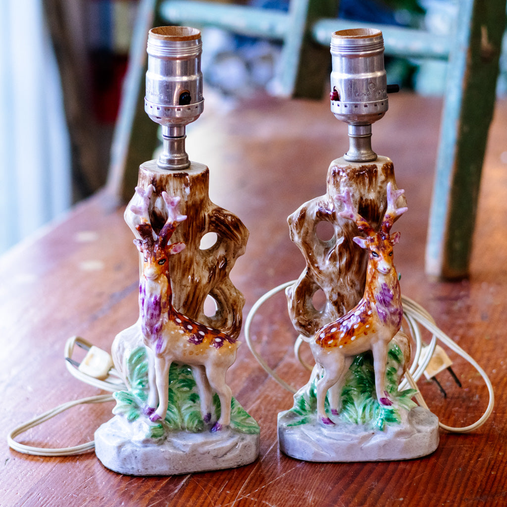 Vintage Deer/Stag Lamps Pair