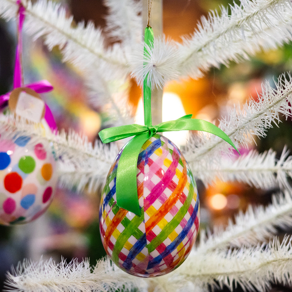 Plaid Sweet Weave Egg Ornament